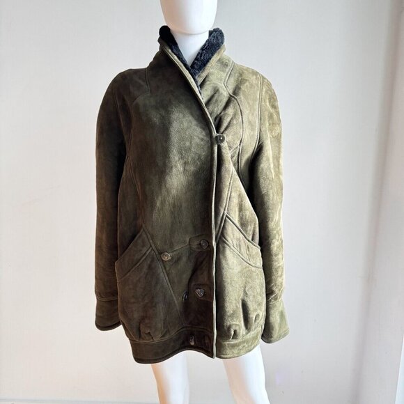Vintage Dagorret Suede Sheepskin Lined Winter Coat L - Picture 3 of 8